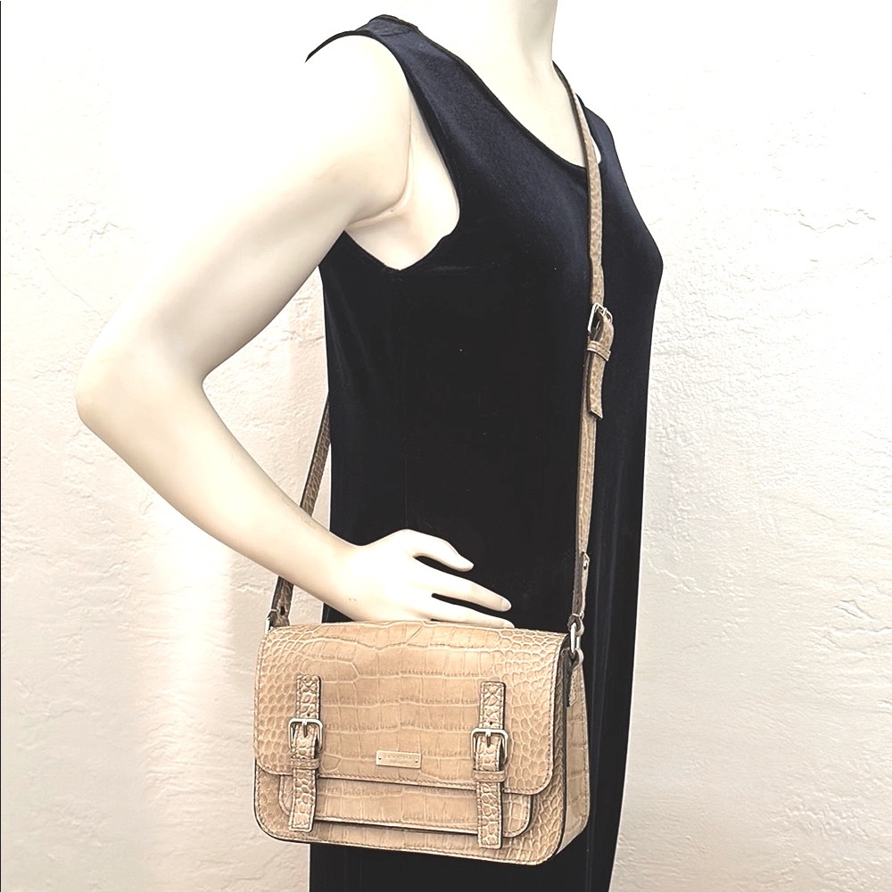 Kate Spade croc embossed leather Tan Crossbody Bag with Flap Closure - Picture 14 of 14
